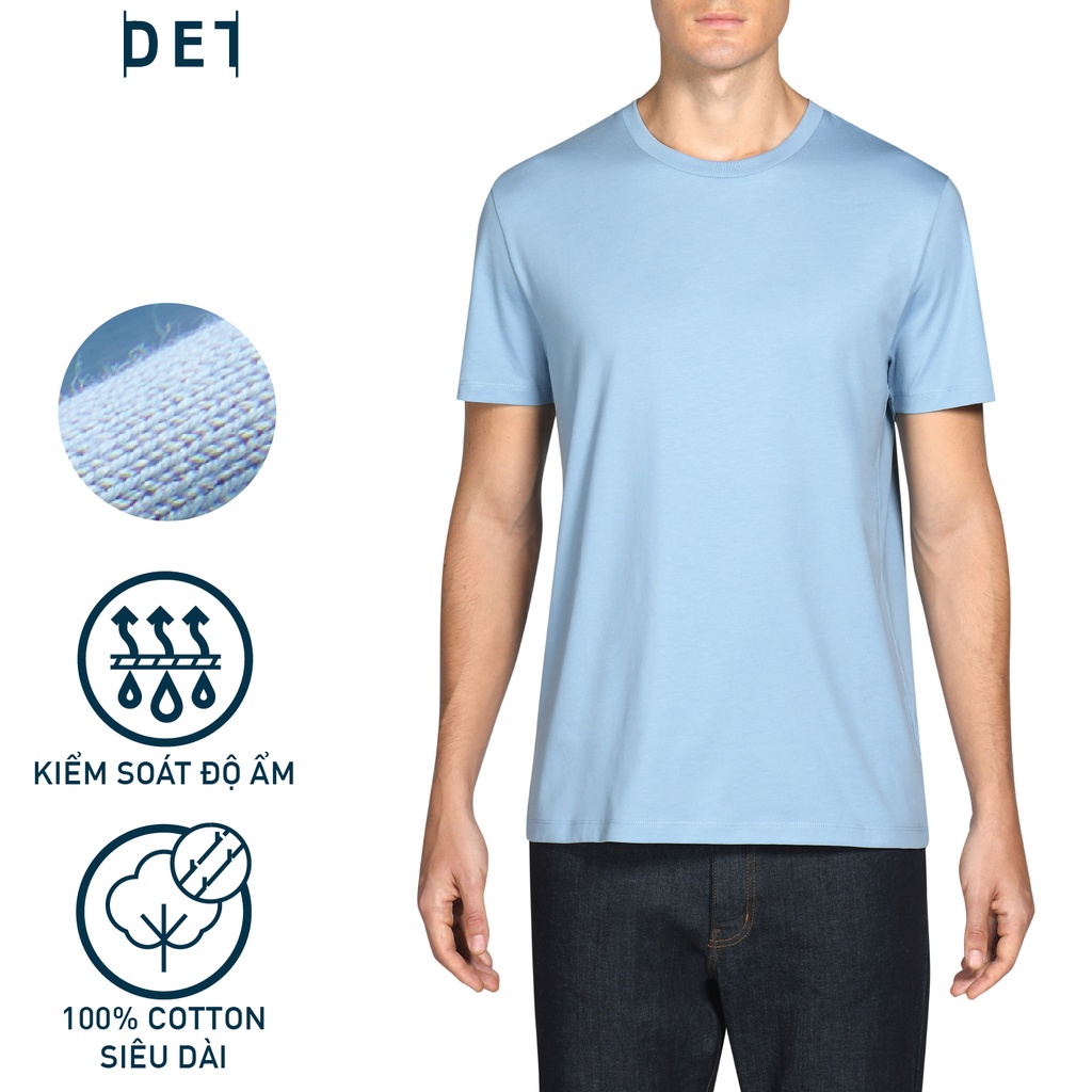 Áo thun nam cổ tròn tay ngắn DETERMINANT form rộng - màu xanh nhạt - Powder Blue