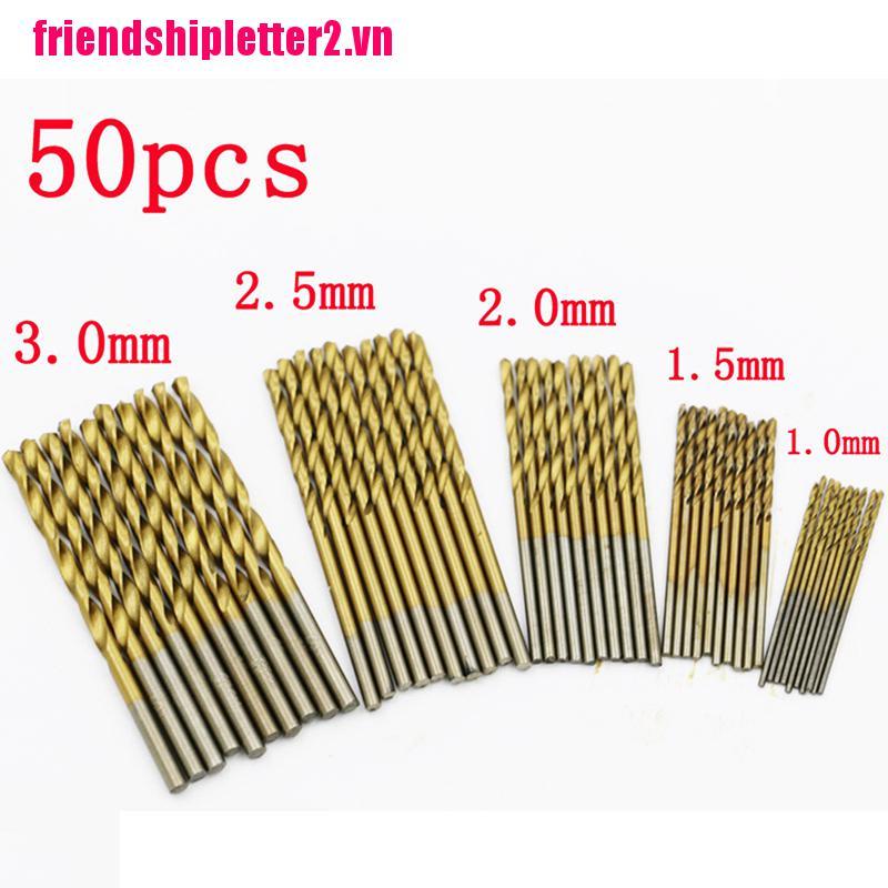 1 Bộ (50 Chiếc) Mũi Khoan Thép Titan Cao Cấp Thiết Kế Cho Gỗ Và Kim Loại