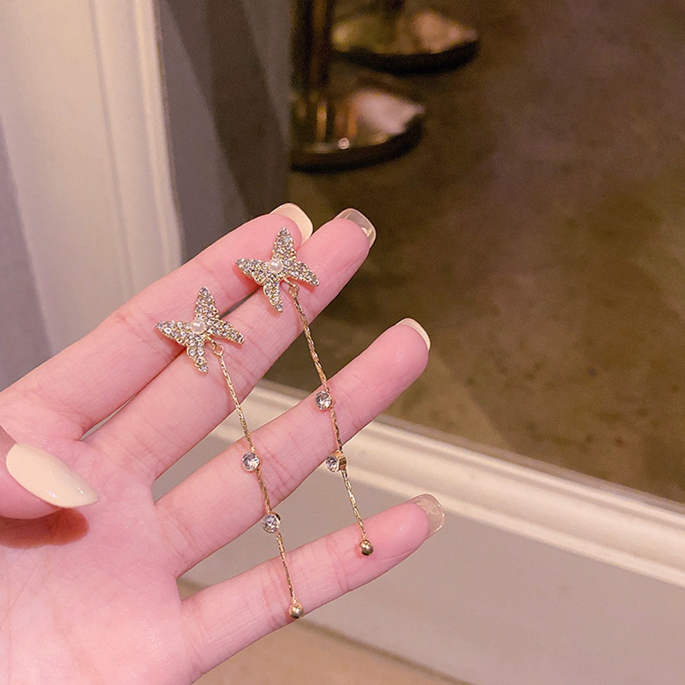 Bông Tai HìNh BướM ĐíNh Đá/NgọC Trai Giả Xinh XắN