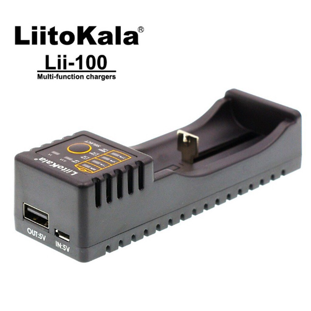 Sạc Pin LIITOKALA LII-100 (1 Pin) - Sạc Pin 3.7v (18650, 14500...), 1.5V (2A, 3A) ... Có Thể Làm Box Sạc Dự Phòng