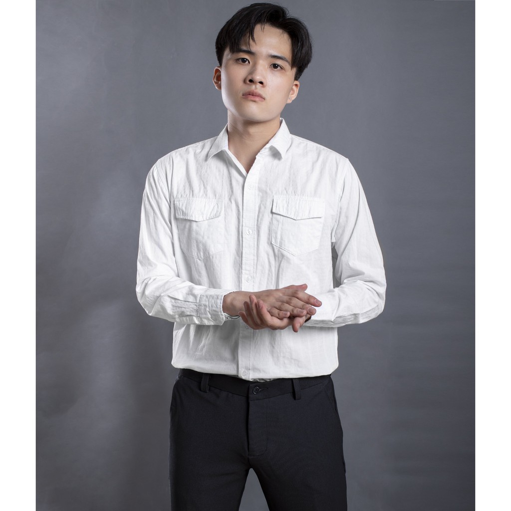 [Mã FAMAYMA2 giảm 10K đơn 50K] Áo sơ mi nam dài tay 2 túi cotton 2 túi 4you - 793 | BigBuy360 - bigbuy360.vn