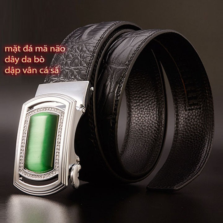 [HÀNG CHẤT] dây nịt nam thắt lưng da doanh nhân thời trang cát viên HKN002 (KHÓA BẠC+ ĐÁ QUÝ) | BigBuy360 - bigbuy360.vn
