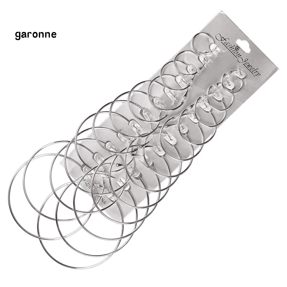GA_12 Pairs Women Girls Gold/Silver Plated Rock Punk Club Circle Hoop Earrings Set