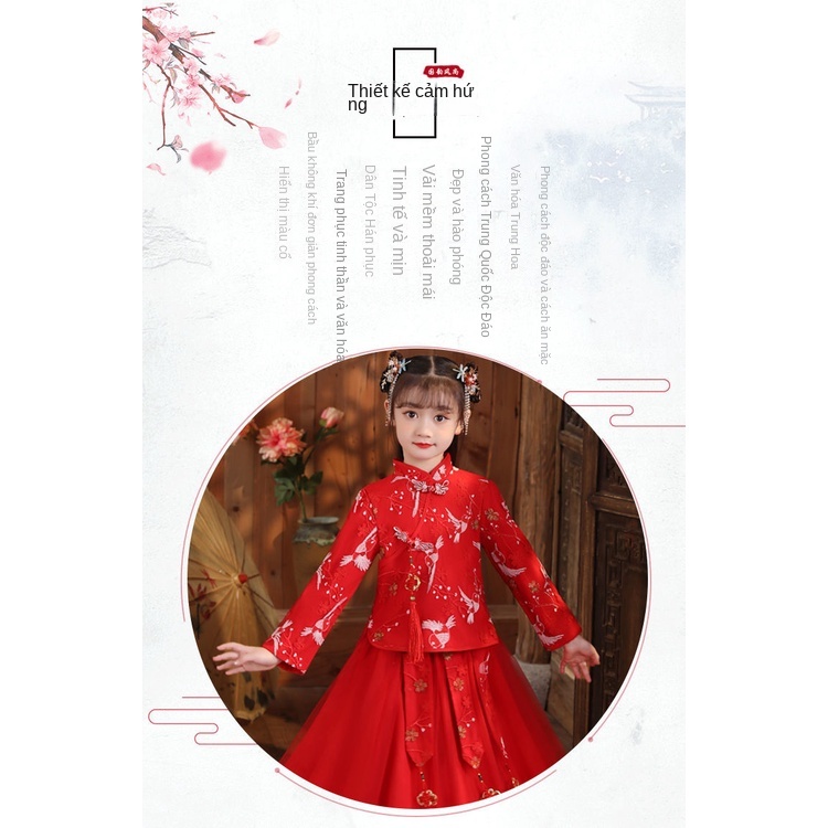 Đầm Hán Phục Phong Cách Trung Hoa Đơn Giản Thời Trang Thu Đông 2023 Cho Bé Gái