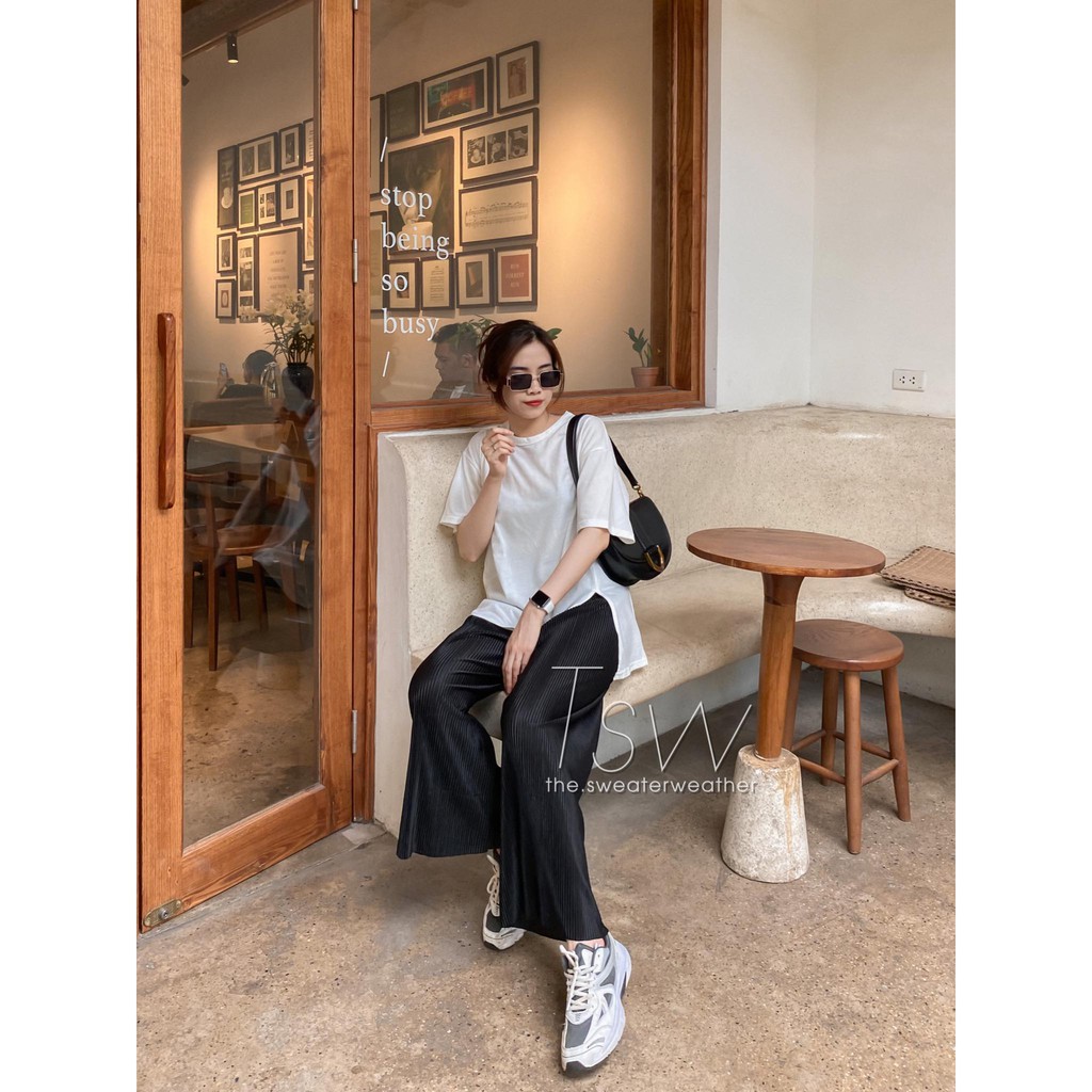 Quần culottes gân tăm bóng (Ảnh thật)