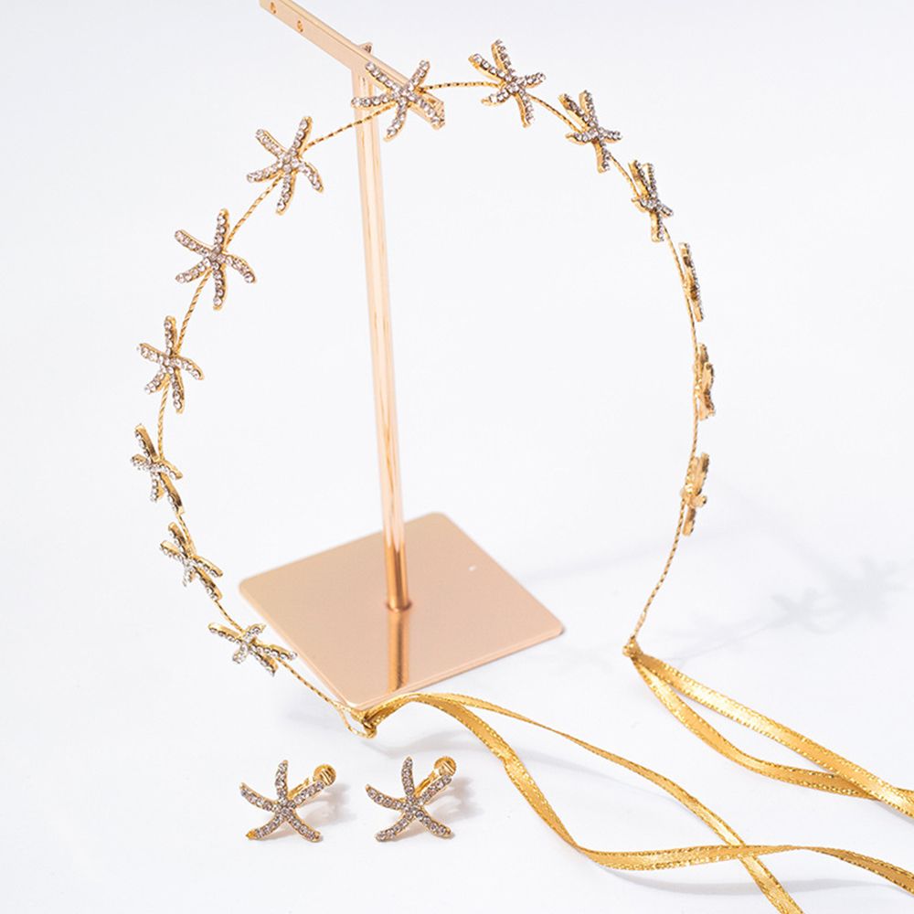 Set Cài Tóc + Khuyên Tai Cô Dâu Đính Đá Lấp Lánh