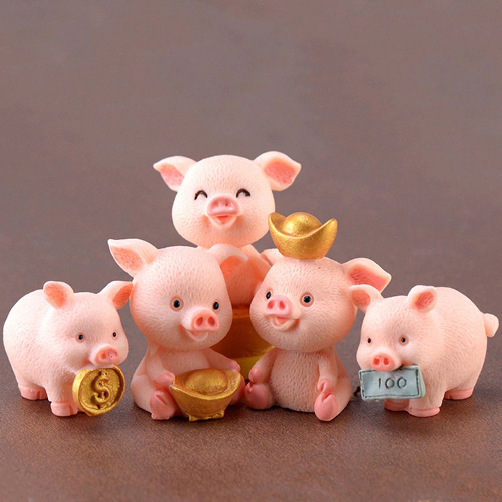 Tượng chú heo con mini dễ thương bằng nhựa resin dùng để trang trí sân vườn gia đình/tiểu cảnh/chậu cây kiểng tự làm