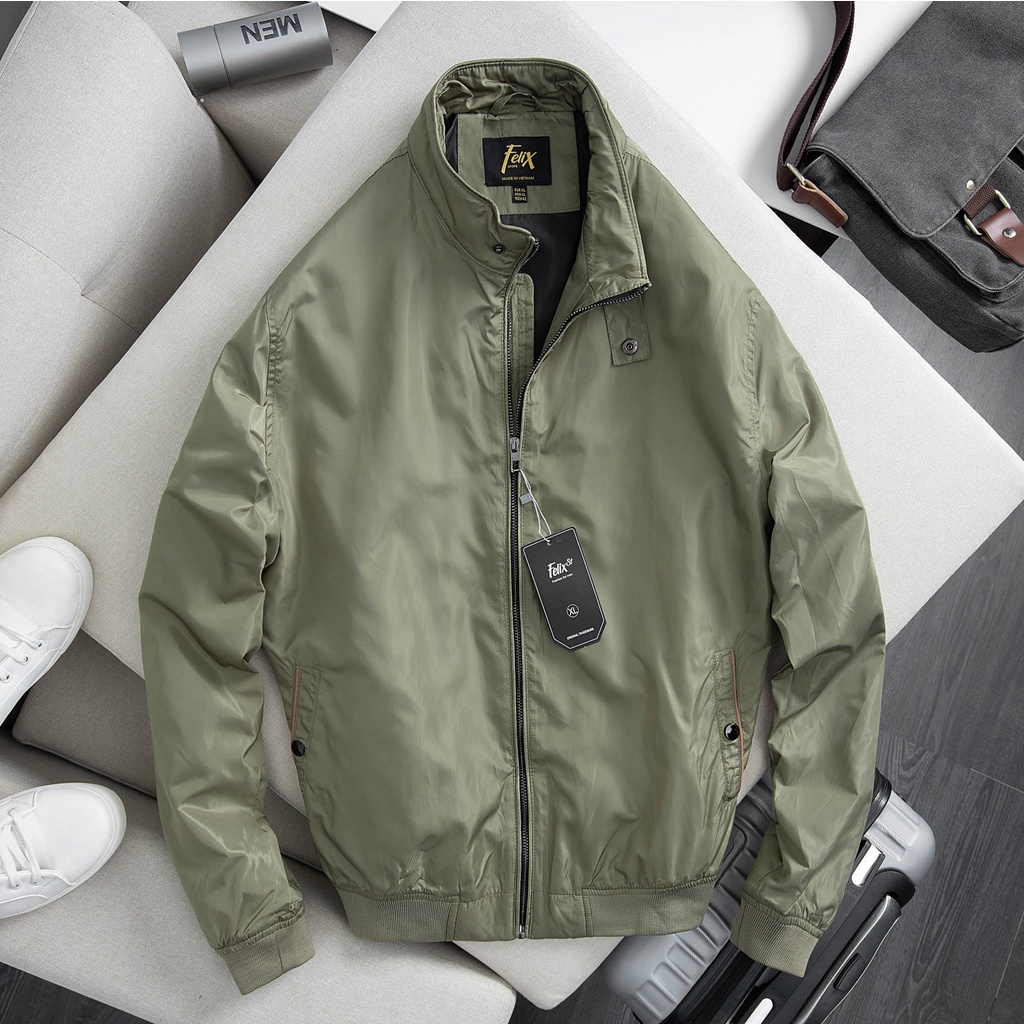 Áo khoác gió Jacket cổ trụ, áo khoác xuất khẩu, kiểu dáng cơ bản cho nam giới