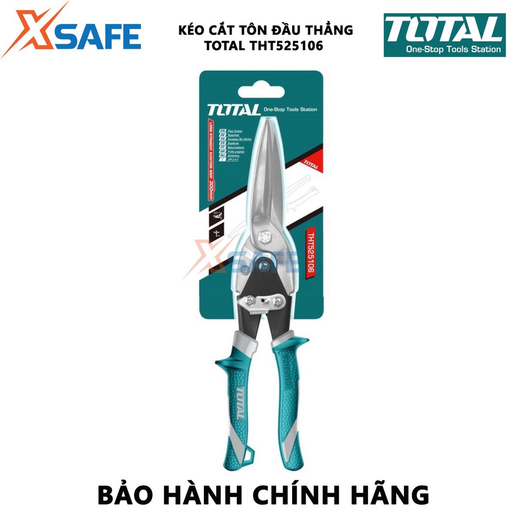 Kéo cắt tôn đầu thẳng dài TOTAL THT525106 Kéo cắt tole mũi dài Chiều dài 300mm (12'') thép Carbon,không gỉ, tay bọc