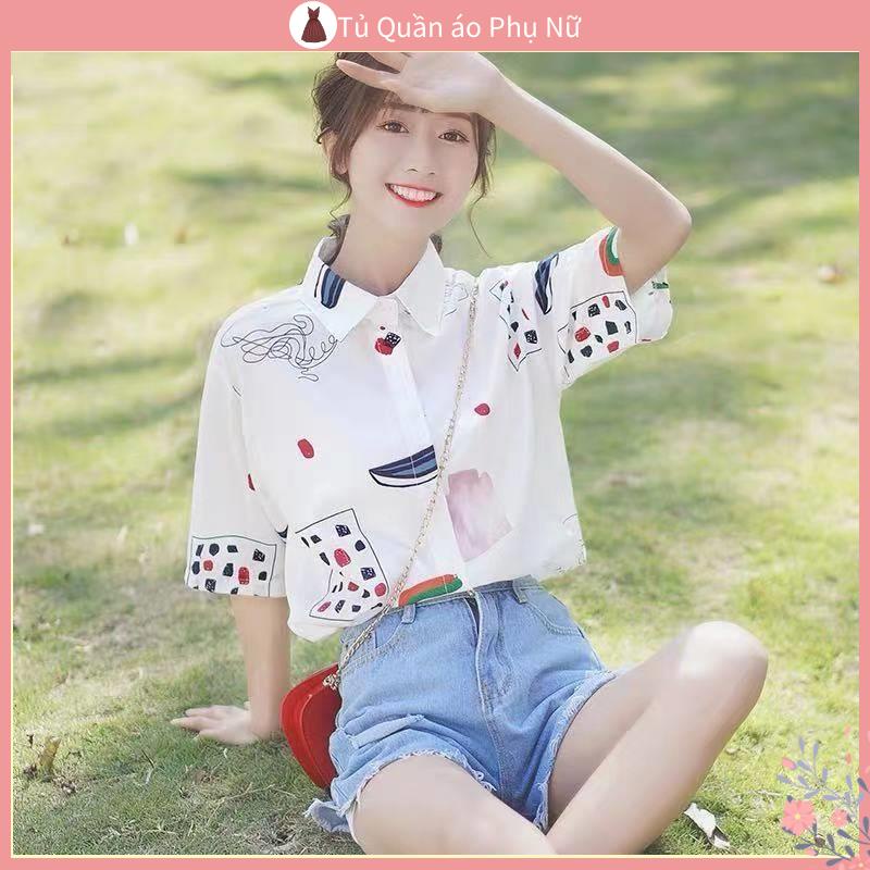 / O s > mi C s > n > n > 2021 Áo Sơ mi Chiffon Mềm In Hoa Phong Cách Hồng Kông Mùa Hè Cho Nữ