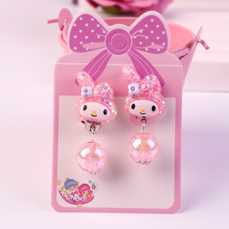 Khuyên Tai Dạng Kẹp Đính Ngọc Trai Diy Họa Tiết Hoạt Hình Đáng Yêu Cho Bé Gái