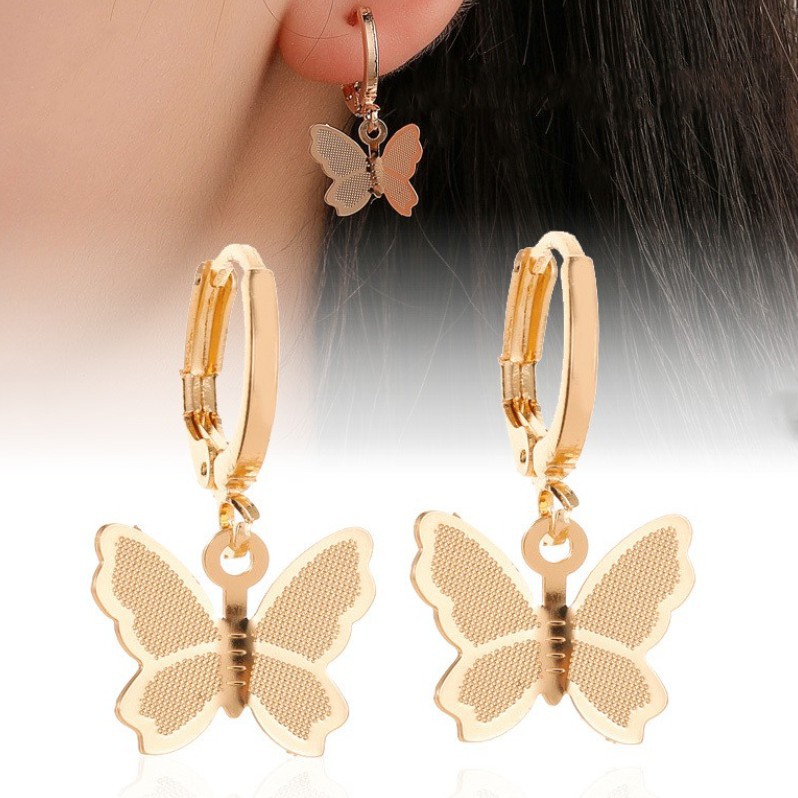 Korean Earrings Frosted Butterfly Earrings Sweet And Versatile Simple Style