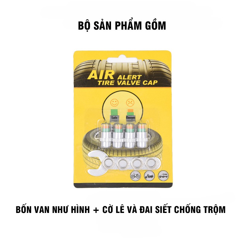 Cảm biến áp suất lốp theo màu bằng thép không rỉ nhỏ gọn tiện lợi -TC AUTO