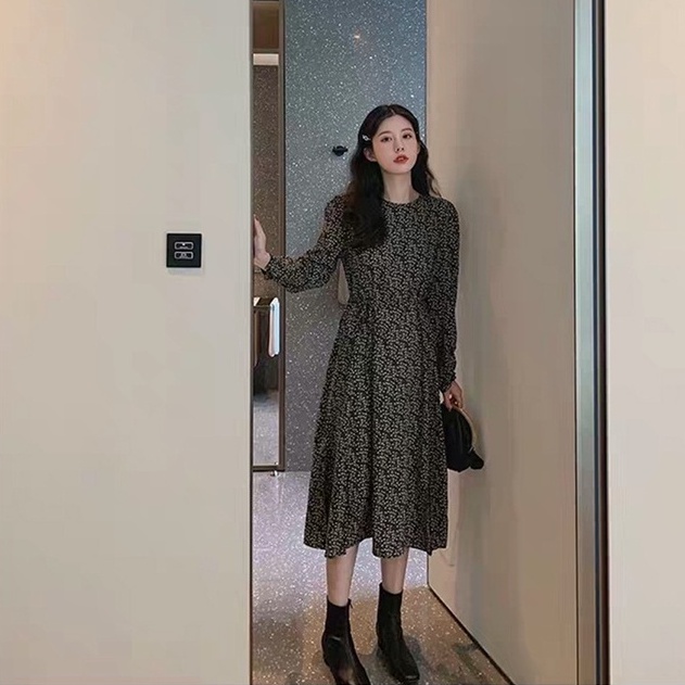 [CÓ SẴN] 💚 Váy hoa nhí dài tay chất liệu cao cấp mềm mát, phong cách retro đẹp mê 💚 | BigBuy360 - bigbuy360.vn