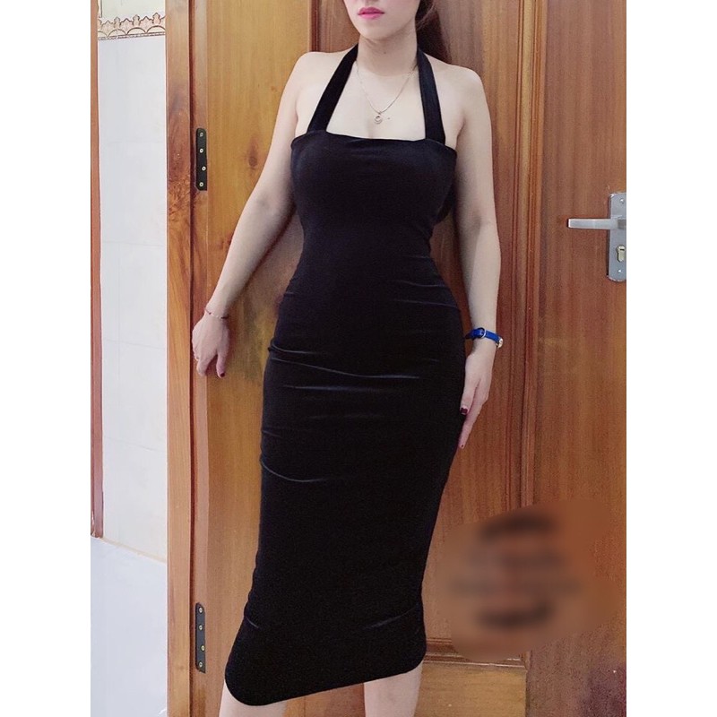 Đầm nhung body tôn dáng