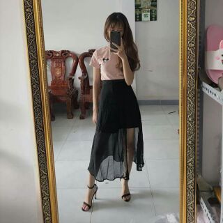 Chân váy voan xẻ tà
