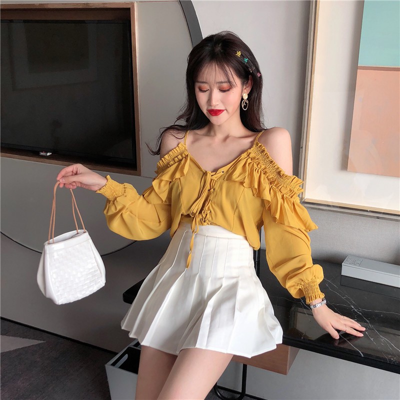 Áo sơ mi nữ trễ vai Emilyshop ulzzang