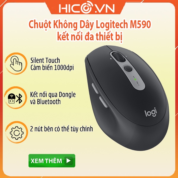 Chuột Không Dây Bluetooth M590 Multi-Device, Sao chép nhanh , Không gây tiếng ồn, -Hàng Chính Hãng Bảo Hành 1 Năm