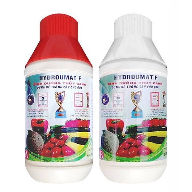 Bộ 2 chai dung dịch dinh dưỡng thủy canh cho rau ăn lá và quả HYDRO UMAT V và F Phu Nong seeds 1LíT
