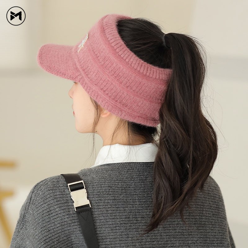 Mũ Len Dệt Kim Phối Lông Thỏ Phong Cách Thời Trang Thu Đông Nhật Hàn