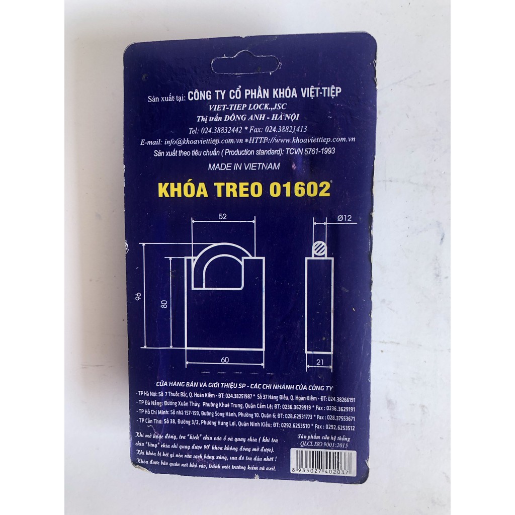 Khoá chống cắt việt Tiệp 01602 # ổ khoá # da nang