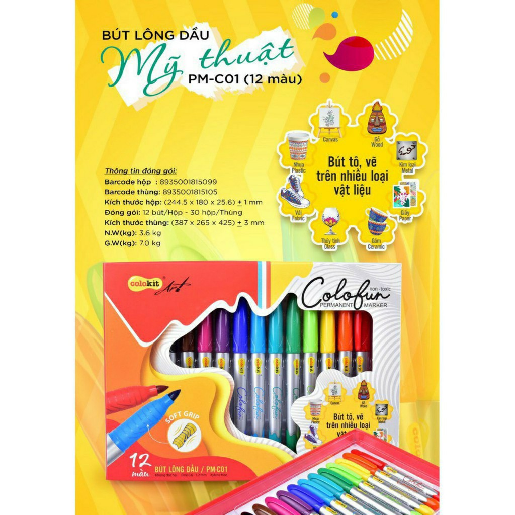 [Lẻ] Bút lông màu dầu Colofun Marker Colokit PM-C01, sản phẩm chất lượng cao và kiểm tra chất lượng trước khi giao hàng