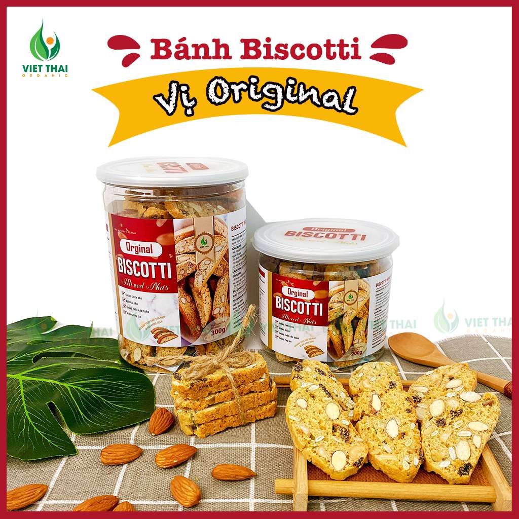 Bánh Biscotti Original ăn kiêng, giảm cân heathly 100% nguyên cám, siêu hạt ăn sáng dinh dưỡng Việt Thái Organic