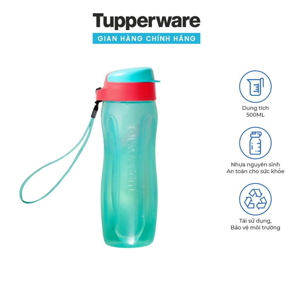 Bình nước Eco Bottle gen II 500ml TUPPERWARE kiểu dáng thon gọn bền đẹp tiện dụng đa năng