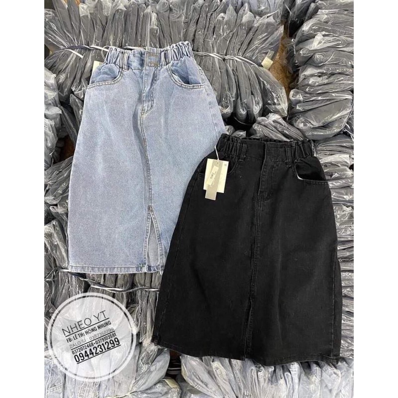 CHÂN VÁY BÒ CẠP CHUN HAI MÀU ĐEN XANH CHẤT ĐẸP LOẠI 1 | BigBuy360 - bigbuy360.vn