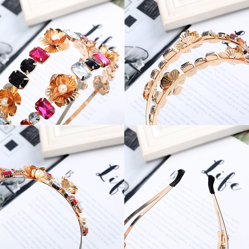 Băng đô kim loại đính đá phong cách thời trang cổ điển