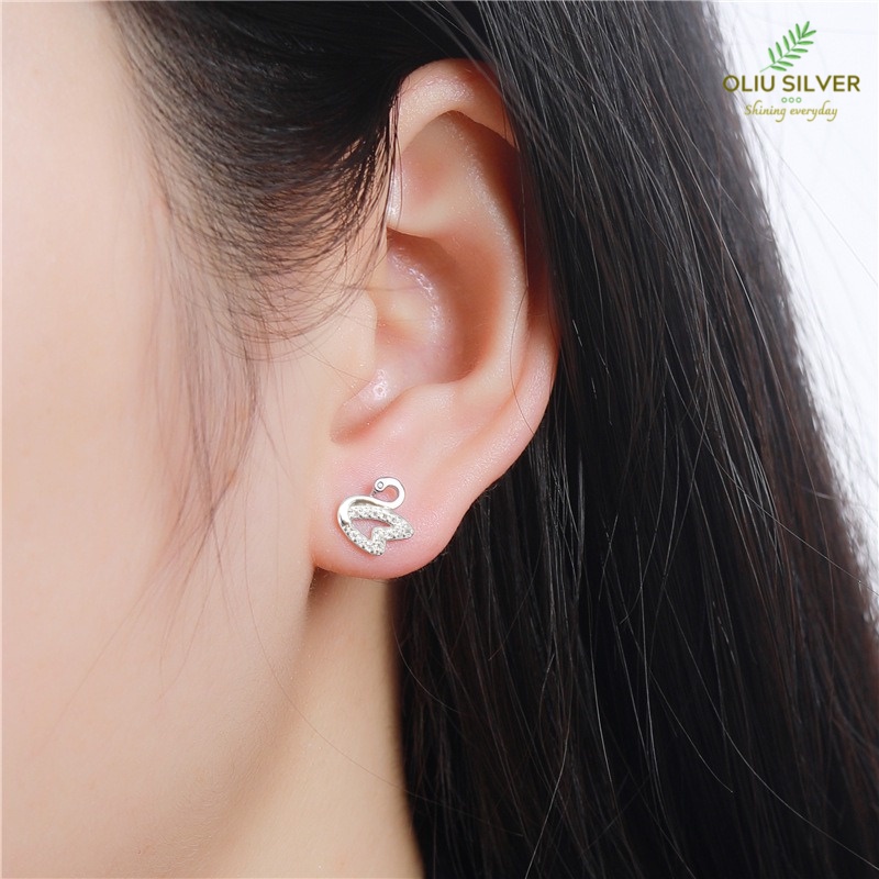 Bông Tai Bạc S925 Thiên Nga Dễ Thương | Khuyên Tai Nữ Trang Sức Bạc Thời Trang