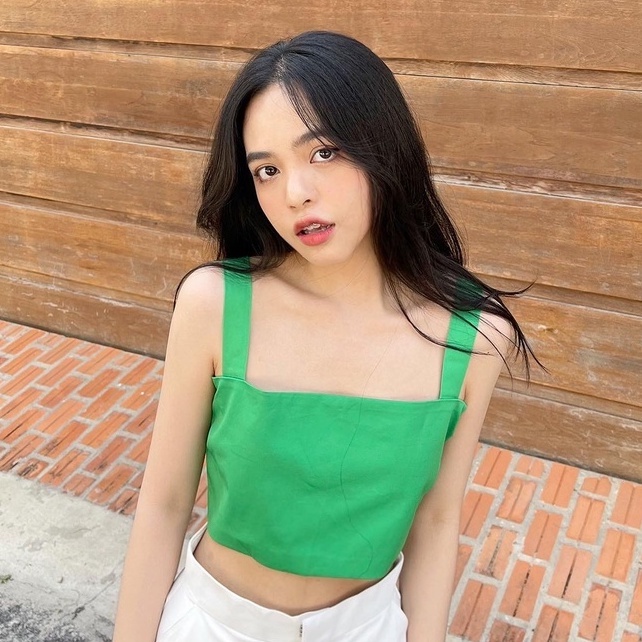 CARA Áo croptop Rhombus hay dây bảng to nhiều màu trẻ trung phù hợp đi dạo phố