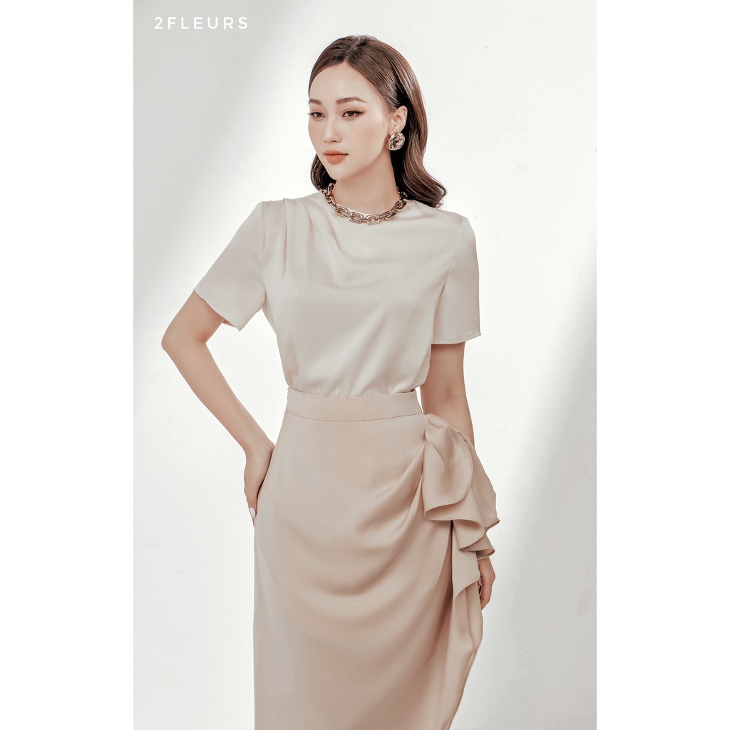 Set Áo kiểu nữ - chân váy dáng dài vạt chéo thiết kế 2Fleurs