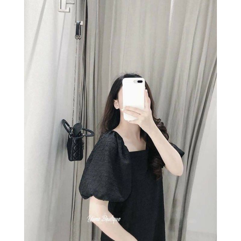 [𝑵𝒆𝒘 𝑨𝒓𝒓𝒊𝒗𝒂𝒍] ĐẦM SUÔNG BASIC ĐŨI XỐP CAO CẤP ĐEN TAY BỒNG