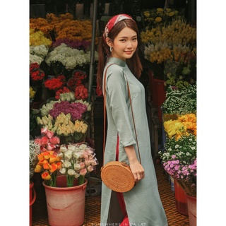 Set Áo Dài Rosemary Lụa Tây Thi Xanh Ngọc