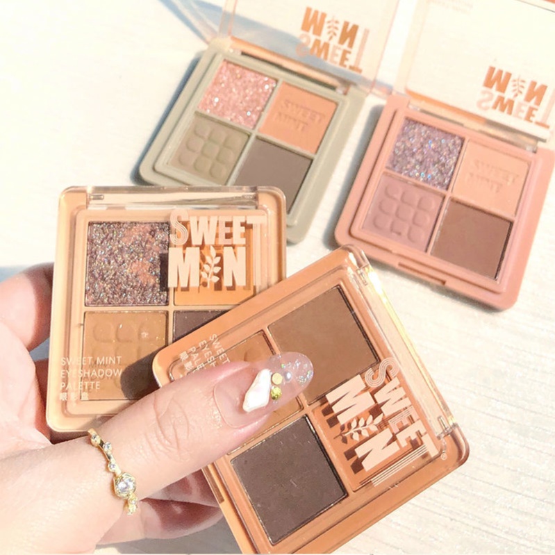 Bảng phấn mắt 4 ô màu SWEET MINT xinh xắn HELLO STYLE hotrend A Small But Solid Happiness Eyeshadow FACI01 SWMI23 HELL01