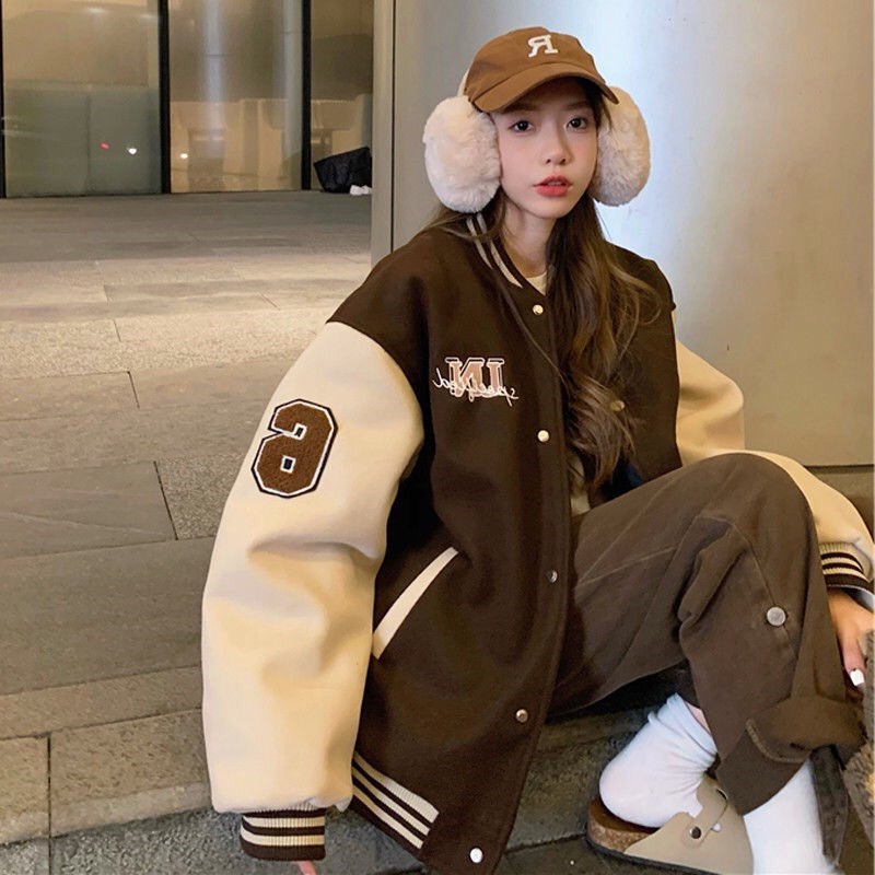 Áo bomber nam nữ dày dặn form rộng cá tính Unisex nâu hot 2022 Shop Lim Boutique