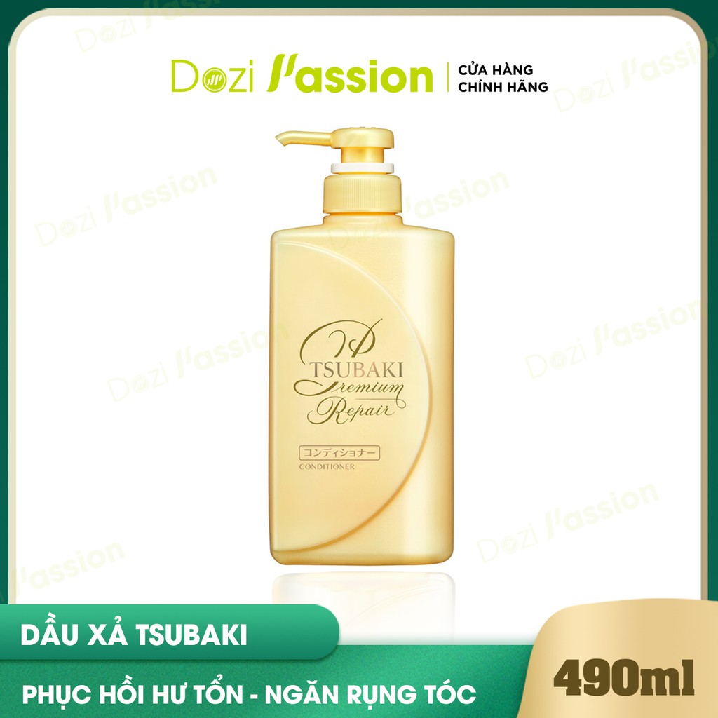 Dầu xả Tsubaki Phục Hồi, Ngăn Rụng Tóc Màu Vàng - Tsubaki Premium Repair (490ml/chai)