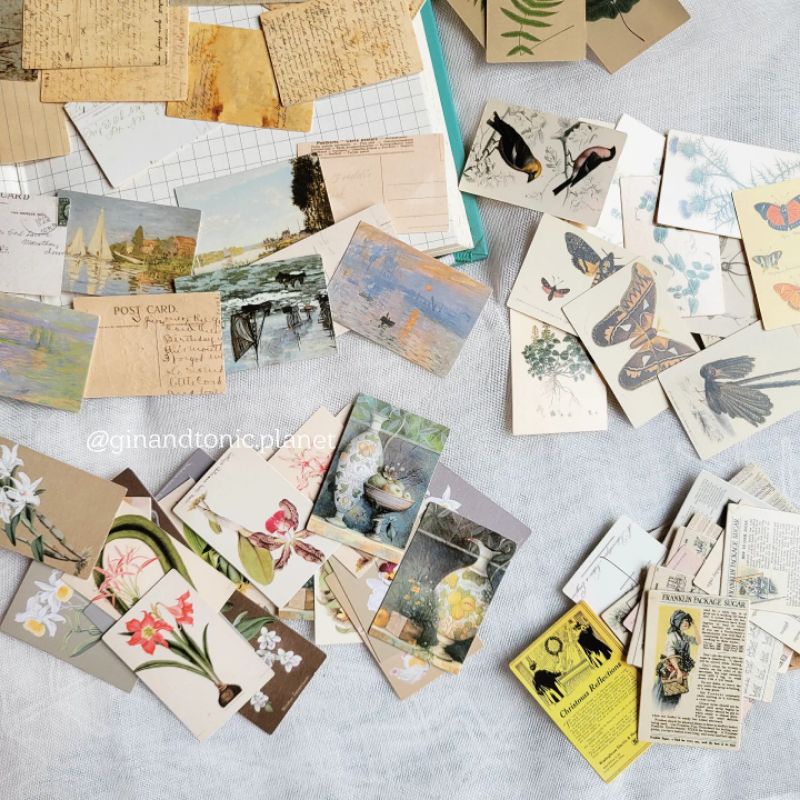 Thẻ trang trí in 2 mặt chủ đề vintage dùng trang trí bullet journal - ginandtonic