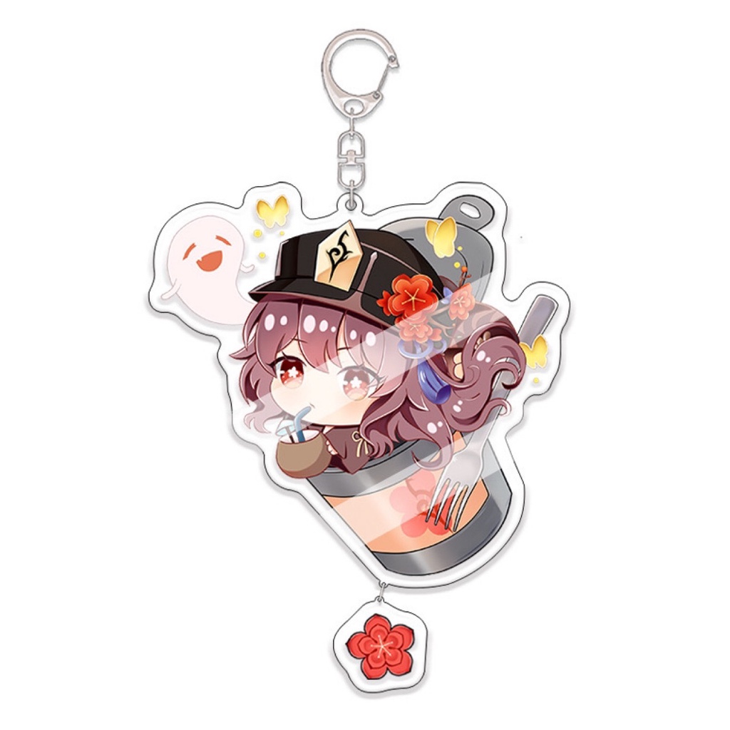 genshin Móc khóa bằng acrylic họa tiết nhân vật anime Yunjin/Shenhe/Xiao/Zhongli/ HuTao dễ thương