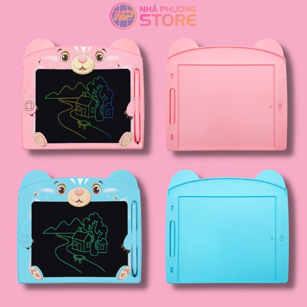 Bảng Tự Xóa CHO BÉ thông minh ĐA MÀU Hình Gấu 8,5 INCH