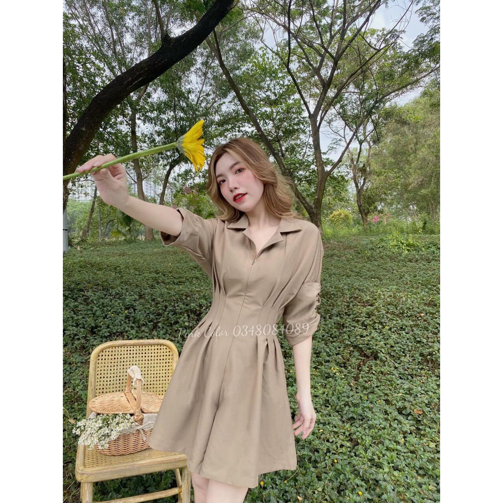 Jumpsuit sơmi xếp ly eo - phù hợp dạo phố đi chơi