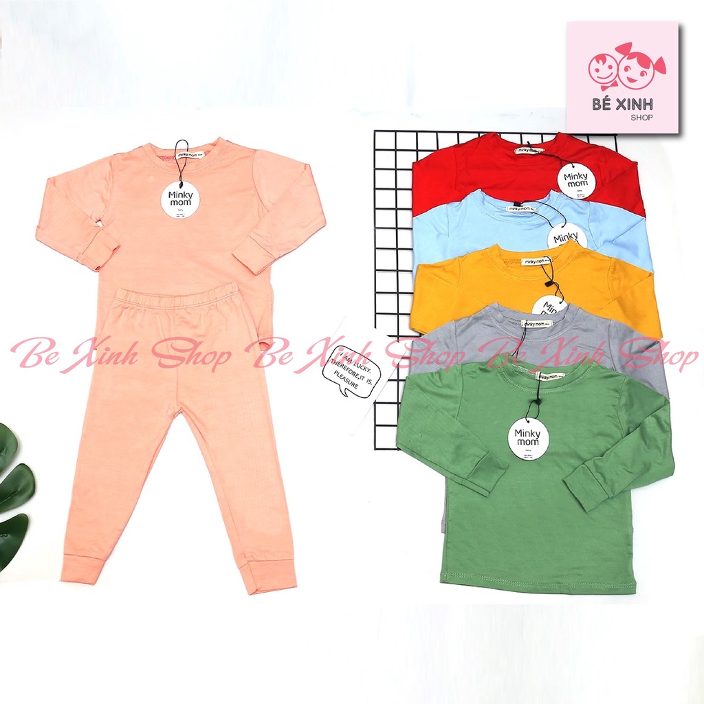 Dài Tay Đồ Bộ Cho Bé Trai Bé Gái Minky Mom [Xưởng sỉ] Bộ Quần Aó Dài Tay Minky Mom Cho Bé Trẻ Em Vải Thun Lạnh MÀU TRƠN