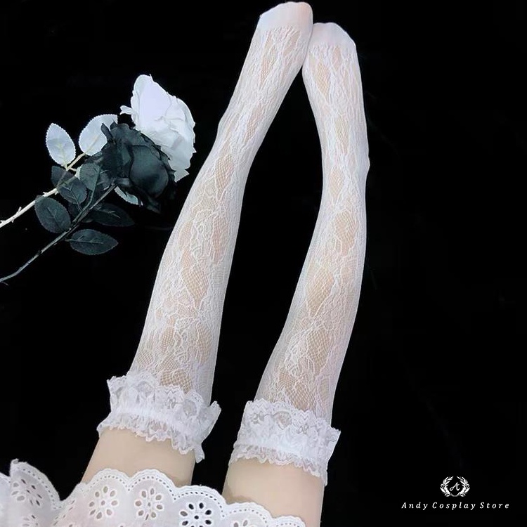 [CÓ SẴN] Tất đùi ren viền ren lolita
