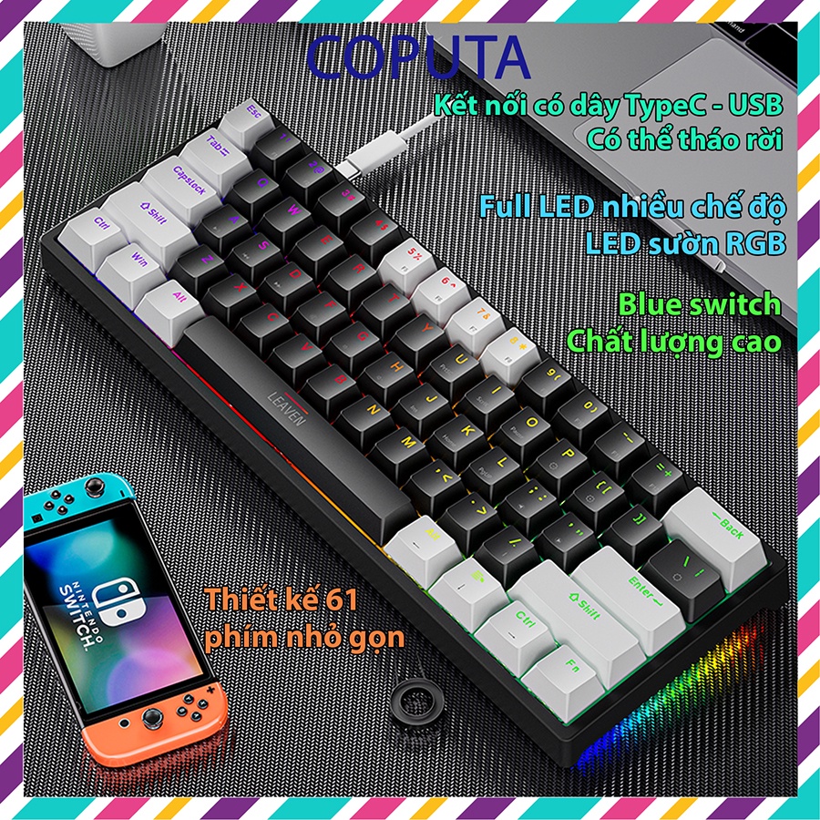 Bàn phím cơ Coputa bàn phím máy tính có dây laptop mini gaming ...