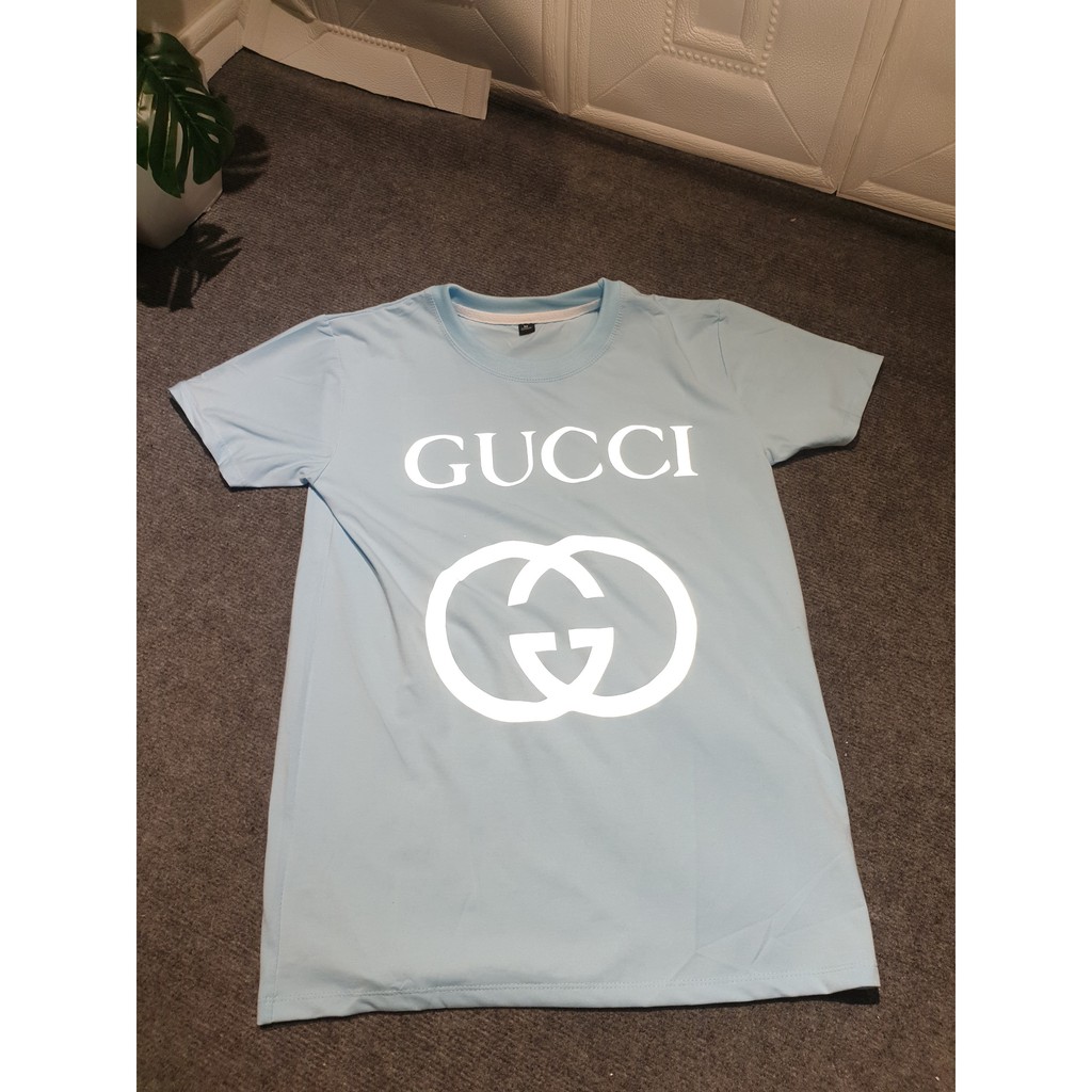 Áo Thun, Áo Thun In Hình Logo Gucci, In Decal Phản Quang Siêu Sáng, Nổi Bật