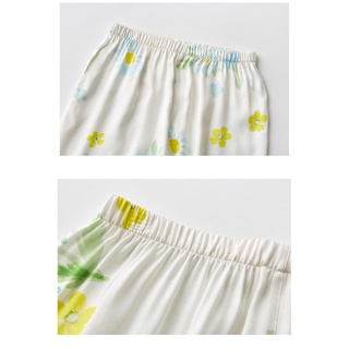 Pyjama Lụa Họa Tiết Sunflower Tay Ngắn