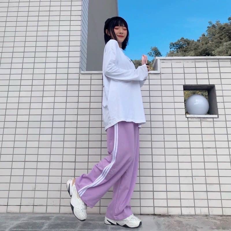 Quần ống rộng học sinh 3 sọc cạp chun