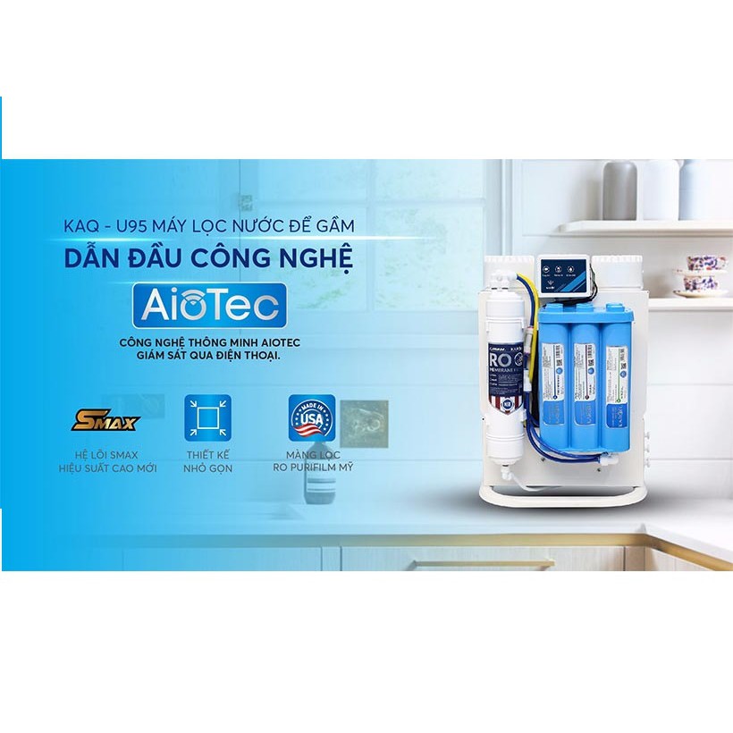 Máy lọc nước RO để gầm, không tủ KAROFI KAQ-U95 (10 cấp lọc)