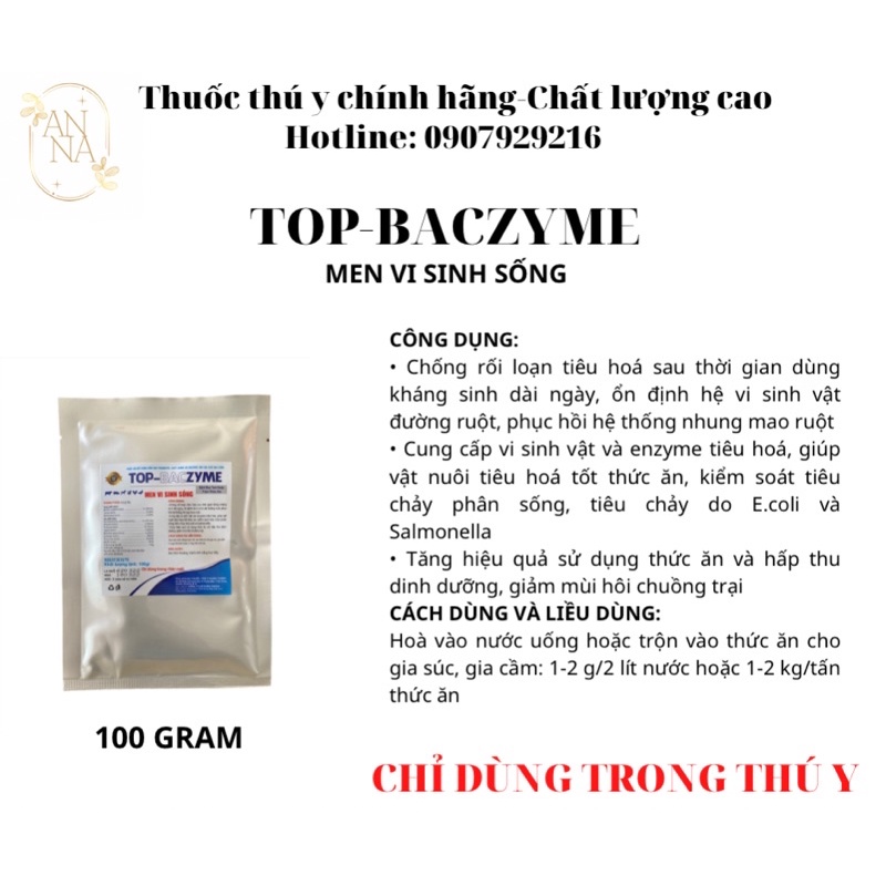 TOP BACZYME MEN VI SINH SỐNG 100GR